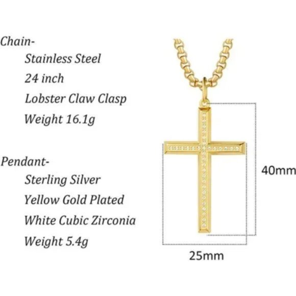 New Crucifix Cross Pendant Long Necklace Fine Jewelry For Men - Picture 6 of 7